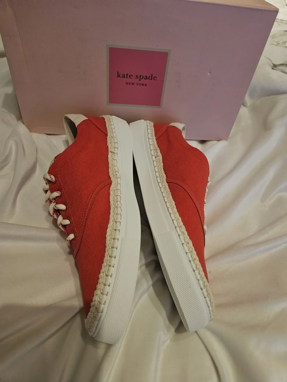 kate spade Red Canvas Lace-Up Sneakers